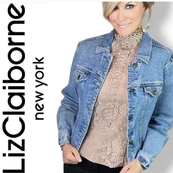 Liz Claiborne Authentic Classic Denim jacket 100% cotton M - Picture 13 of 15